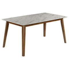 Everett 6-piece Faux Marble Top Dining Table Natural Walnut and Grey - 192761-S6