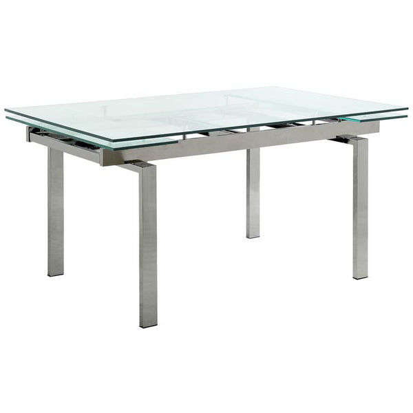 Wexford Glass Top Dining Table with Extension Leaves Chrome - 106281