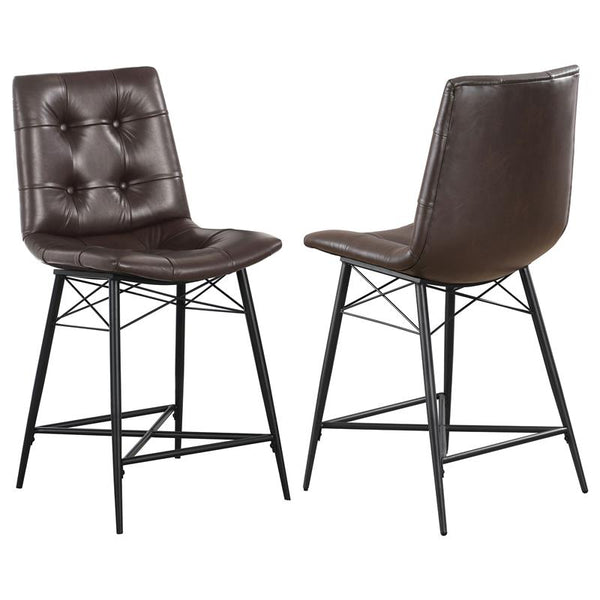 Aiken Upholstered Tufted Counter Height Stools Brown (Set of 2) - 107860