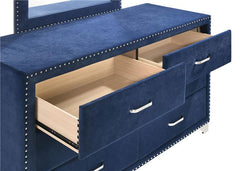 Melody 6-drawer Upholstered Dresser Pacific Blue - 223373