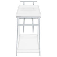 Kinney 2-tier Bar Cart with Storage Drawer White High Gloss and Chrome - 181024