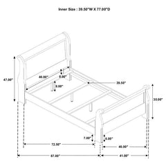 Louis Philippe Wood Twin Sleigh Bed White - 204691T