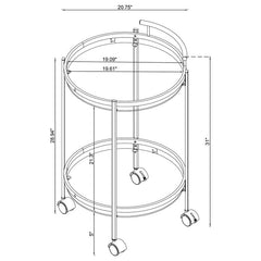 Chrissy 2-tier Round Glass Bar Cart Brass - 181366