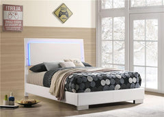 Felicity Wood Full LED Panel Bed White High Gloss - 203500F