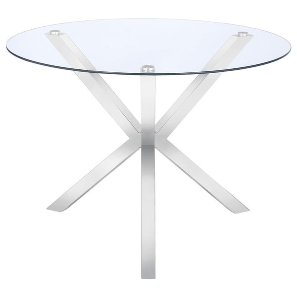 Vance Glass Top Dining Table with X-cross Base Chrome - 120760