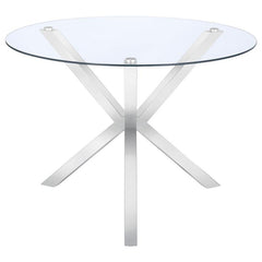 Vance Glass Top Dining Table with X-cross Base Chrome - 120760