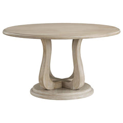 Trofello Round Dining Table with Curved Pedestal Base White Washed - 123120