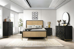 Arini Rattan Queen Panel Bed Black and Natural - 224330Q