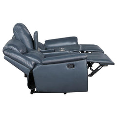 Sloane 3-piece Upholstered Reclining Sofa Set Blue - 610271-S3