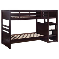 Elliott Wood Twin Over Twin Stairway Bunk Bed Cappuccino - 460441