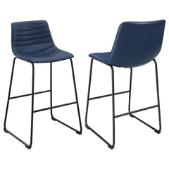 Zuni Faux Leather Upholstered Bar Stool Blue (Set of 2) - 107209