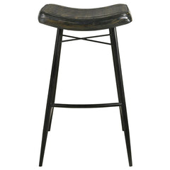Bayu Leather Upholstered Saddle Seat Backless Bar Stool Antique Espresso and Black (Set of 2) - 109259