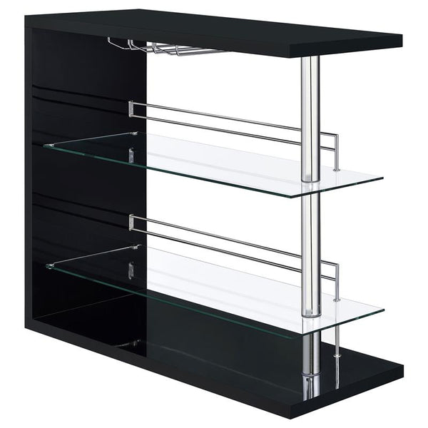 Prescott Rectangular 2-shelf Bar Unit Glossy Black - 100165