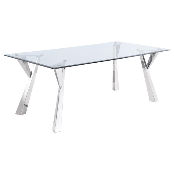 Alaia Rectangular Glass Top Dining Table Clear and Chrome - 190711