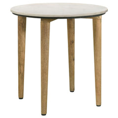 Aldis Round Marble Top Side End Table White and Natural - 703717