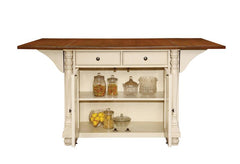 Slater 2-drawer Kitchen Island with Drop Leaves Brown and Buttermilk - 102271