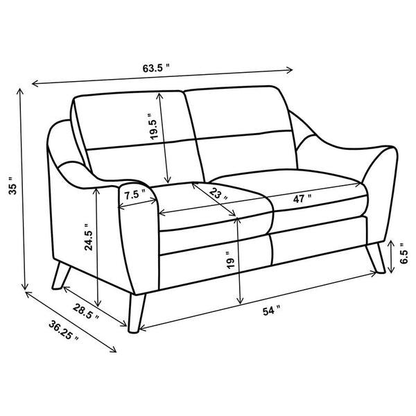 Gano 2-piece Upholstered Sloped Arm Sofa Set Navy Blue - 509514-S2