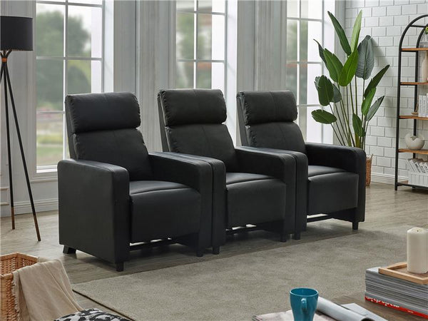 Toohey Upholstered Tufted Recliner Living Room Set Black - 600181-S3B