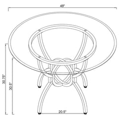 Aviano 48" Round Glass Top Dining Table Clear and Gunmetal - 108291BG