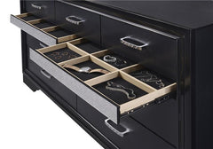 Miranda 7-drawer Dresser with Mirror Black and Rhinestone - 206363M