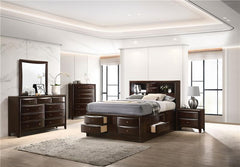 Phoenix 5-piece California King Bedroom Set Cappuccino - 200409KW-S5