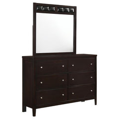 Carlton 6-drawer Rectangular Dresser with Mirror Cappuccino - 202093M