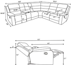 David Upholstered Reclining Sectional Sofa Smoke - 609620