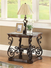 Laney 1-shelf Glass Top Rectangular End Table Deep Merlot - 702447