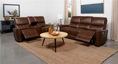 Greenfield 2-piece Power Reclining Sofa Set Saddle Brown - 610264P-S2