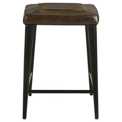 Alvaro Leather Upholstered Backless Counter Height Stool Antique Brown and Black (Set of 2) - 109078