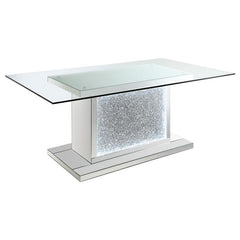 Marilyn Pedestal Rectangle Glass Top Dining Table Mirror - 115571N