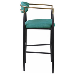 Tina Metal Pub Height Bar Stool with Upholstered Back and Seat Green (Set of 2) - 121188