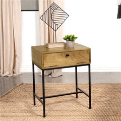 Stephie Rectangular Side End Table with Storage Honey Brown - 704697
