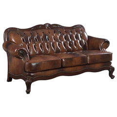 Victoria 3-piece Full Leather Upholstered Sofa Set Brown - 500681-S3