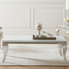 Carone Rectangular Glass Top Coffee Table White and Chrome - 707768