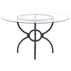 Aviano 48" Round Glass Top Dining Table Clear and Gunmetal - 108291BG