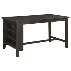 Elliston Rectangular Counter Height Dining Table with Storage Shelves Dark Grey - 121168