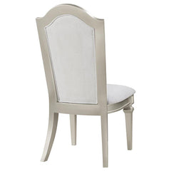 Evangeline Upholstered Dining Side Chair with Faux Diamond Trim Ivory and Silver Oak (Set of 2) - 107552