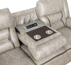 Greer Upholstered Motion Reclining Sofa Taupe - 651351