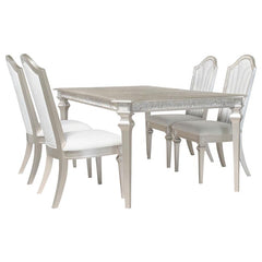 Evangeline 5-piece Dining Table Set with Extension Leaf Ivory and Silver Oak - 107551-S5
