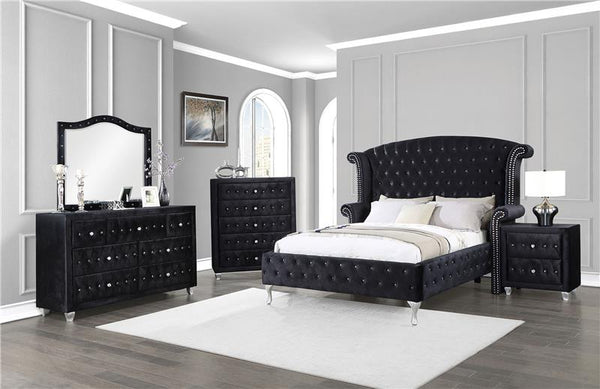 Deanna Button Tufted Dresser Mirror Black - 206104