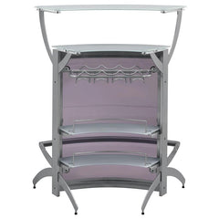 Dallas 2-shelf Home Bar Silver and Frosted Glass - 100135