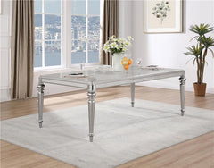 Bling Game Rectangular Dining Table with Leaf Metallic Platinum - 106471