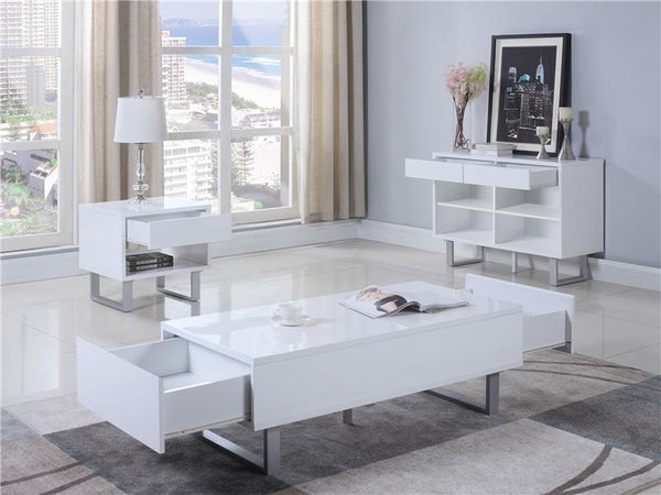 Atchison 2-drawer Rectangular Coffee Table White High Gloss - 705698