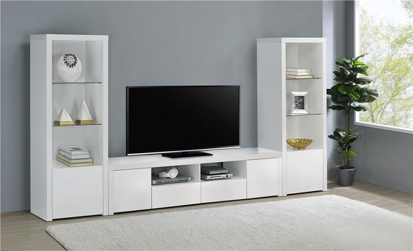 Jude 2-door Engineered Wood 79" TV Stand High Gloss White - 704262