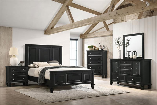 Sandy Beach Wood Queen Panel Bed Black - 201321Q