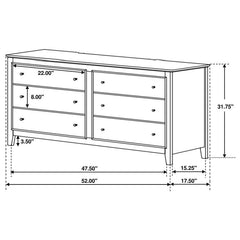 Selena 6-drawer Dresser Cream White - 400233