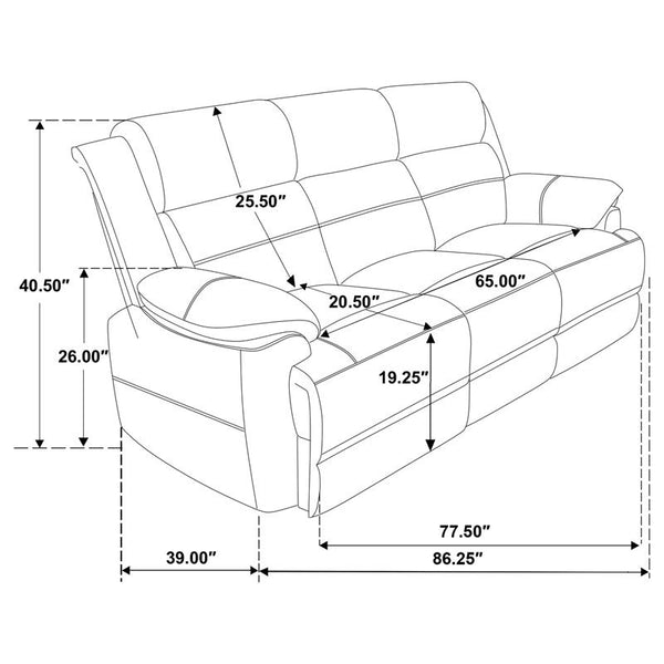 Ellington Upholstered Padded Arm Sofa Dark Brown - 508281
