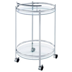 Chrissy 2-tier Round Glass Bar Cart Chrome - 181367