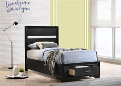 Miranda Wood Twin Storage Panel Bed Black - 206361T